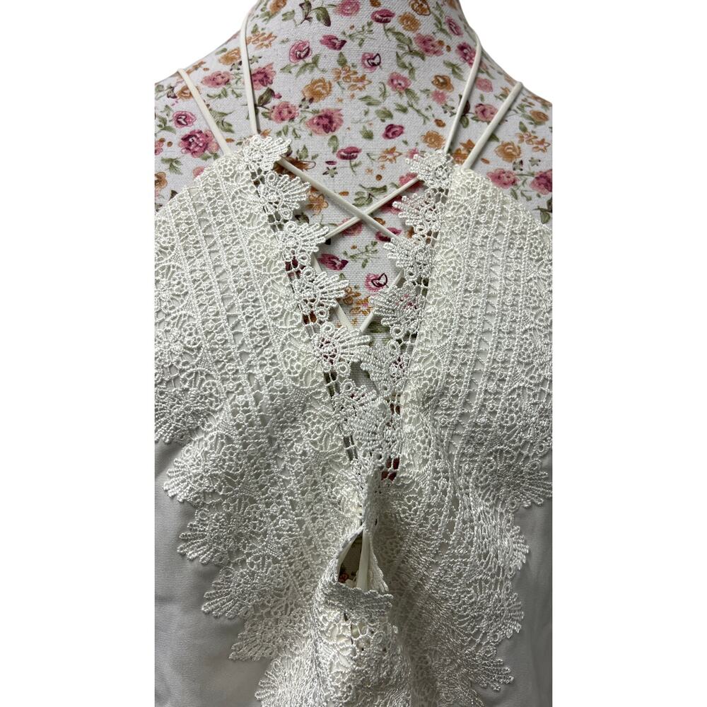 🤍 WAYF Lace Trim Halter Top M – Cream Boho Festival Y2K Cami - Picture 4 of 6